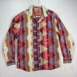 Allen Wah Native American Tradition Shirt Mens Medium‎ Western Aztec Vintage USA